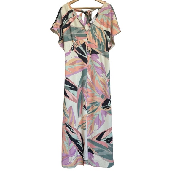 Label Rail x WhatSmitaFound Button Front Printed Multicolor Maxi Dress Size 12 - Picture 3 of 13